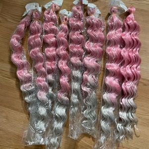 Pink silver ombre crochet bundles 24in